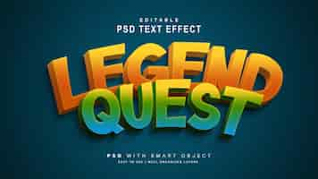 Free PSD legend quest 3d text effect