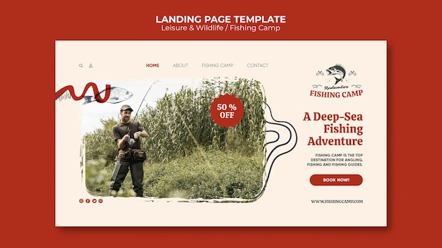 無料PSD レジャーと野生生物のランディングページテンプレート