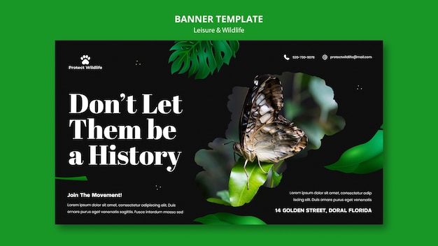 PSD gratuito modello di banner di design per il tempo libero e la fauna selvatica