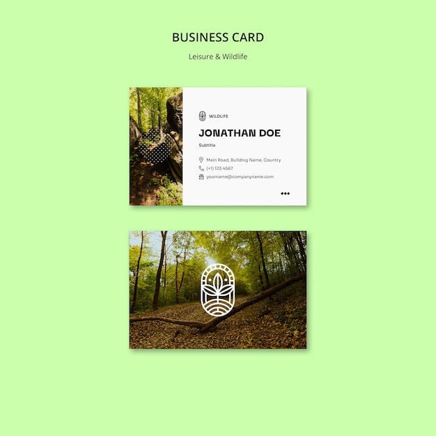 Leisure and wildlife horizontal business card template