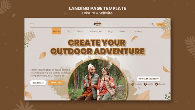 Free PSD leisure and wildlife landing page template