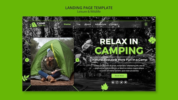 Free PSD leisure and wildlife landing page template