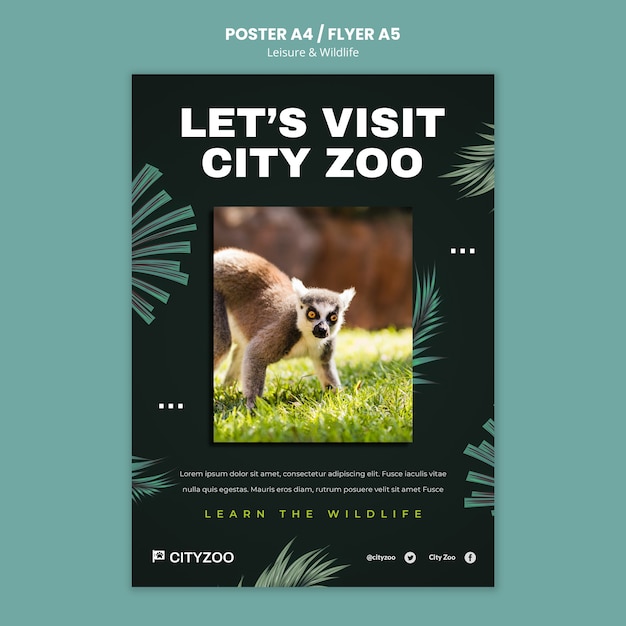 Free PSD leisure and wildlife poster or flyer design template