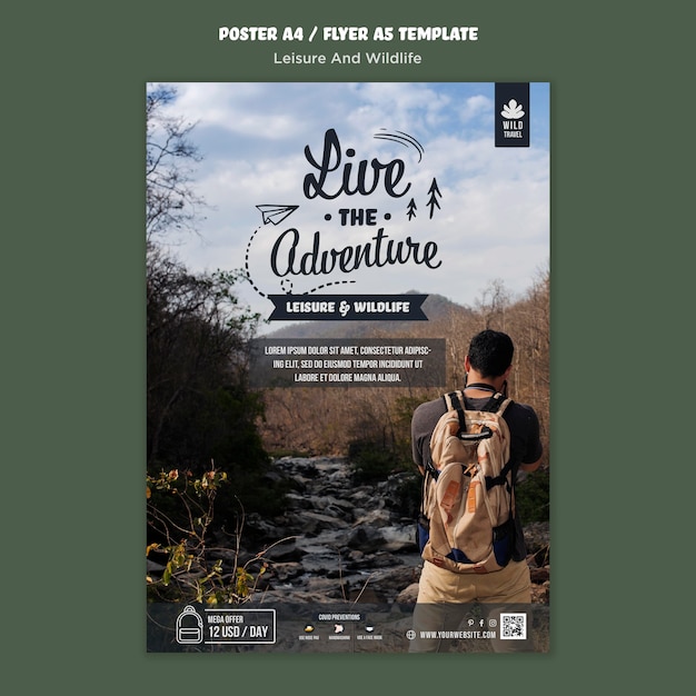 Leisure and wildlife poster template