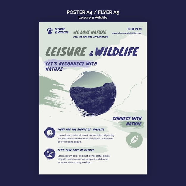 Free PSD leisure and wildlife poster template