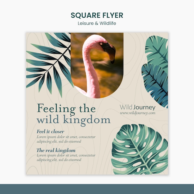 Leisure and wildlife square flyer template