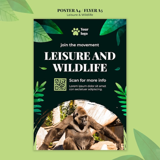 Free PSD leisure and wildlife template design