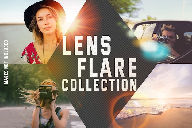 Lens flare collection on transparent background