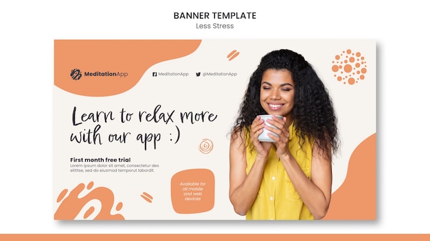 Free PSD less stress banner design template