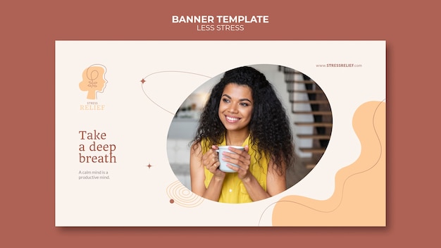 Free PSD less stress banner design template