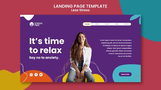 Free PSD less stress landing page template