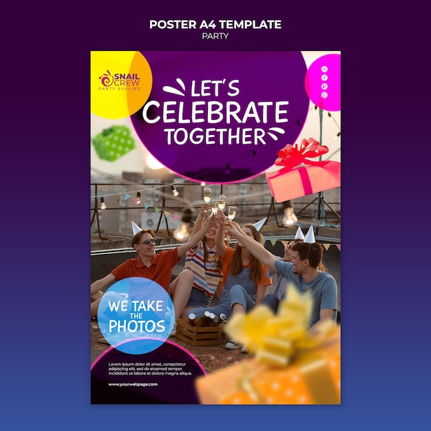 Free PSD let's celebrate poster template