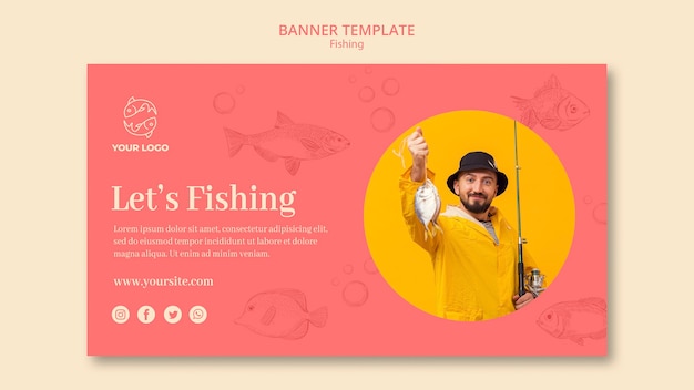 Free PSD let's fishing banner web template