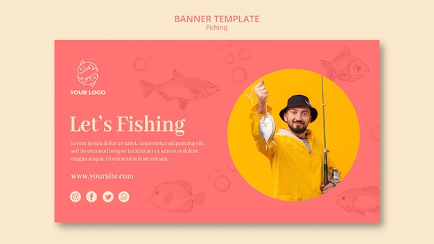無料PSD 釣りをしましょうバナーwebテンプレート