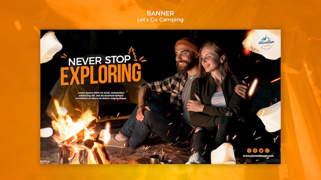 Free PSD let's go camping banner template