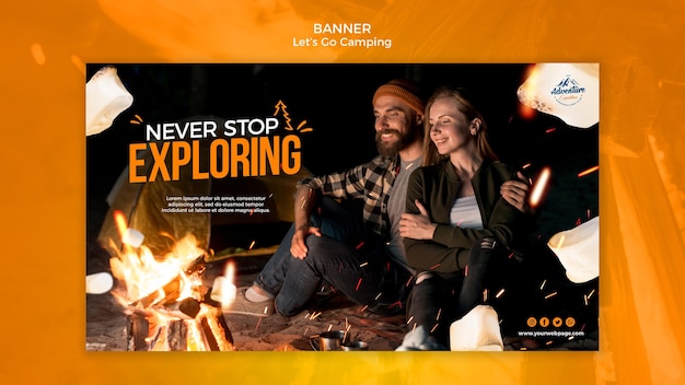 Let's go camping banner template