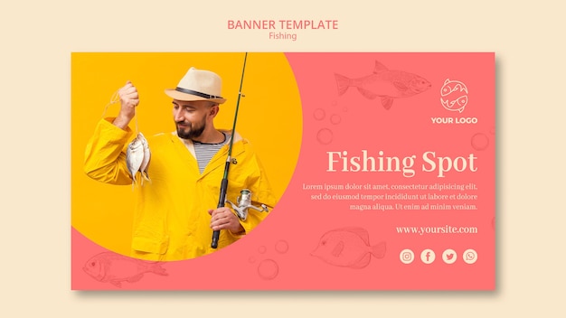 Let's go fishing banner template