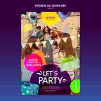 Free PSD let's party poster template