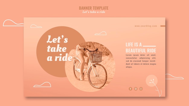 Free PSD let's take a ride horizontal banner template