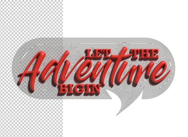 Бесплатный PSD let the adventure bigin 3d каллиграфический дизайн