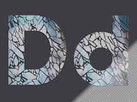 Free PSD letter d in upper and lower case made of glass shards