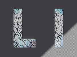 Free PSD letter l in upper and lower case made of glass shards