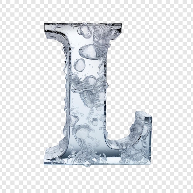 無料PSD 透明な背景に隔離された氷の3dで作られた氷の要素のl文字