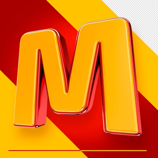 A letter m with a red and yellow background