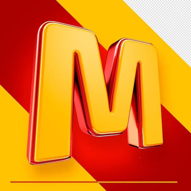 Free PSD a letter m with a red and yellow background.