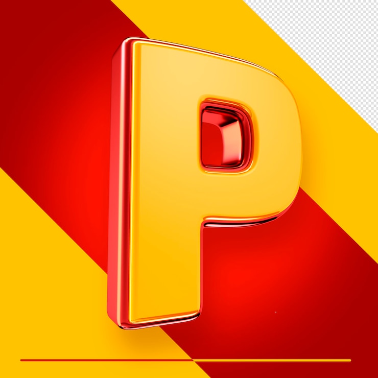 मुफ़्त PSD a letter p with a red and yellow background.