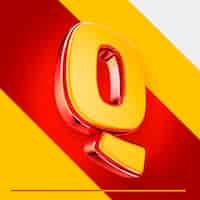 Free PSD a letter q with a red and yellow background.