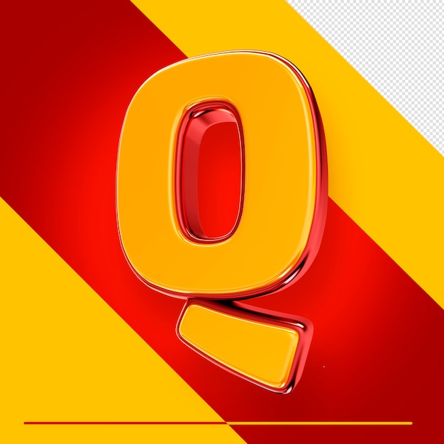 Free PSD a letter q with a yellow background