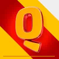 Free PSD a letter q with a yellow background