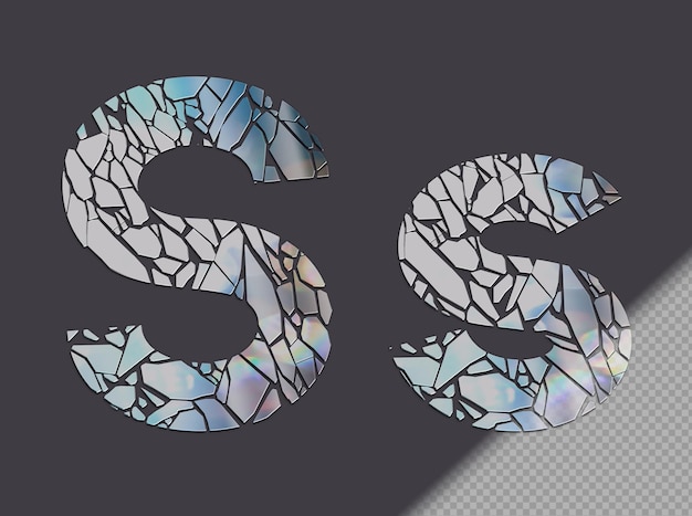 Free PSD letter s in upper and lower case made of glass shards