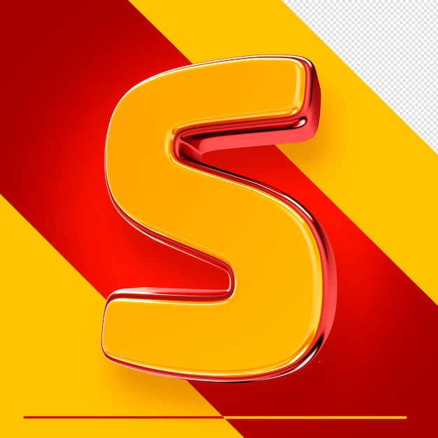 A letter s with a red and yellow background.