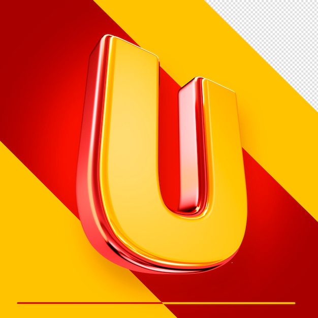 A letter u with a red and yellow background.