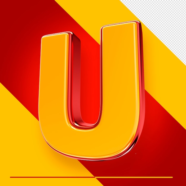 Free PSD a letter u with a red and yellow background