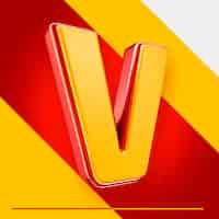 Free PSD a letter v with a yellow background