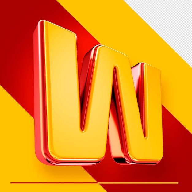 Free PSD a letter w with a red and yellow background.