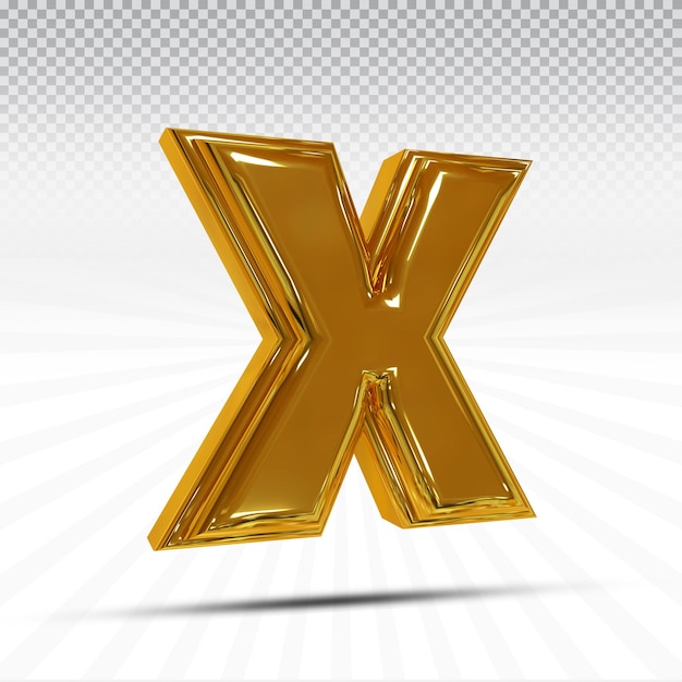 Letter X 3d 스타일 색상 황금 프리미엄 PSD 파일