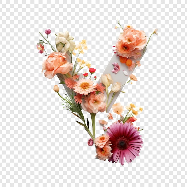 Free PSD letter y with flower elements flower made of flower 3d isolated on transparent background