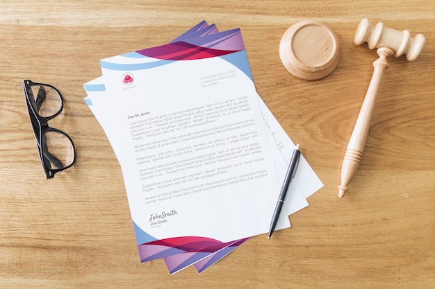Letterhead mockup with law concept