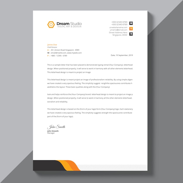 letterhead template with orange details 