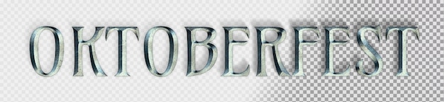 Lettering for oktoberfest with metallic grunge text on transparent background