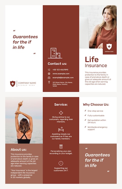 Free PSD life insurance brochure template psd with editable text