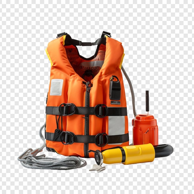 Life saving equipment life jackets isolated on transparent background