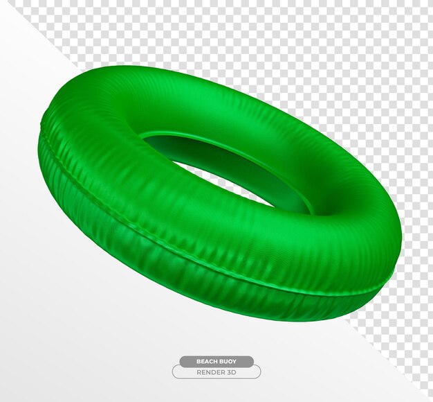 Бесплатный PSD lifebuoy зеленый в реалистичном 3d-рендере с прозрачным фоном