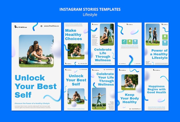 PSD gratuito storie di instagram del concetto di stile di vita