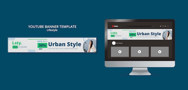 PSD gratuito modello di banner youtube concetto di stile di vita