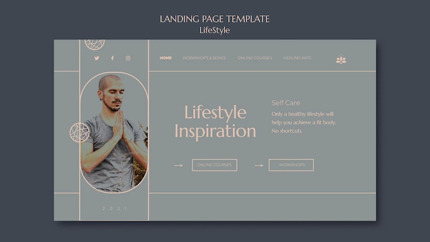 Free PSD lifestyle inspiration landing page template with photo